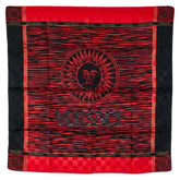 ヴェルサーチェ ロゴ サンバースト スカーフ ハンカチ レッド ブラック コットン レディース VERSACE 【中古】